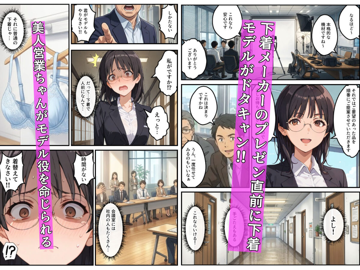 モデル来ないから…お前が下着モデルやれ！ー美人営業ちゃんの羞恥プレゼンー【羞恥露出研究所】 画像1