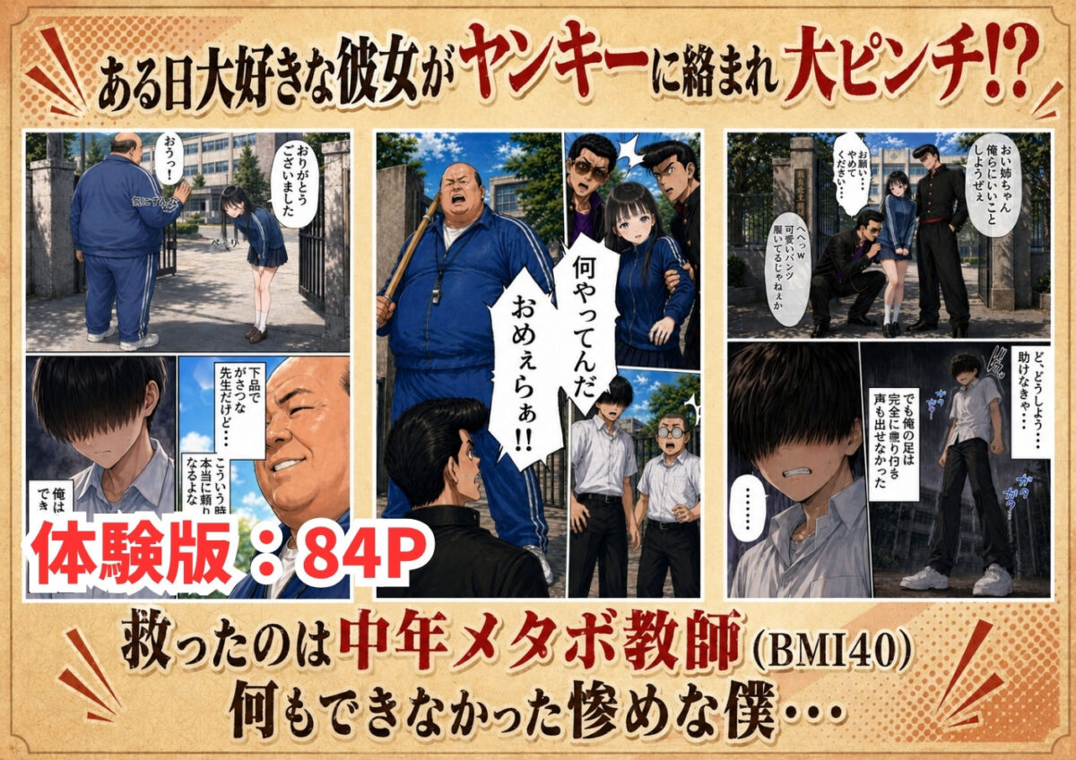【昭和編】想いを寄せていたクラスメイトが中年メタボ教師(BMI40)と肉体関係だった件【竿役が種付けおじさんじゃないとヌケないんだが・・・】 画像3