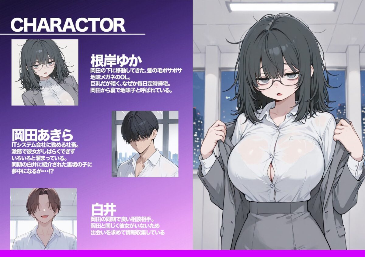 地味ブスな爆乳後輩は実は人気裏垢配信者！？俺専用になり社内でハメ倒した話【かのん絵師】 画像1
