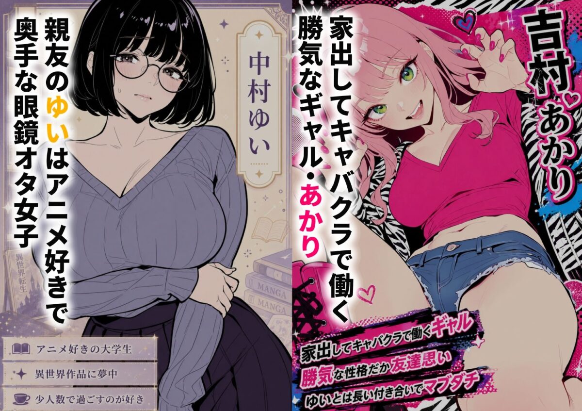 筋肉コスプレ男にハマったキャバ嬢ギャル  親友の地味オタ女子まで誘って3P堕ち【バタふらい】【はいぽーと】 画像1