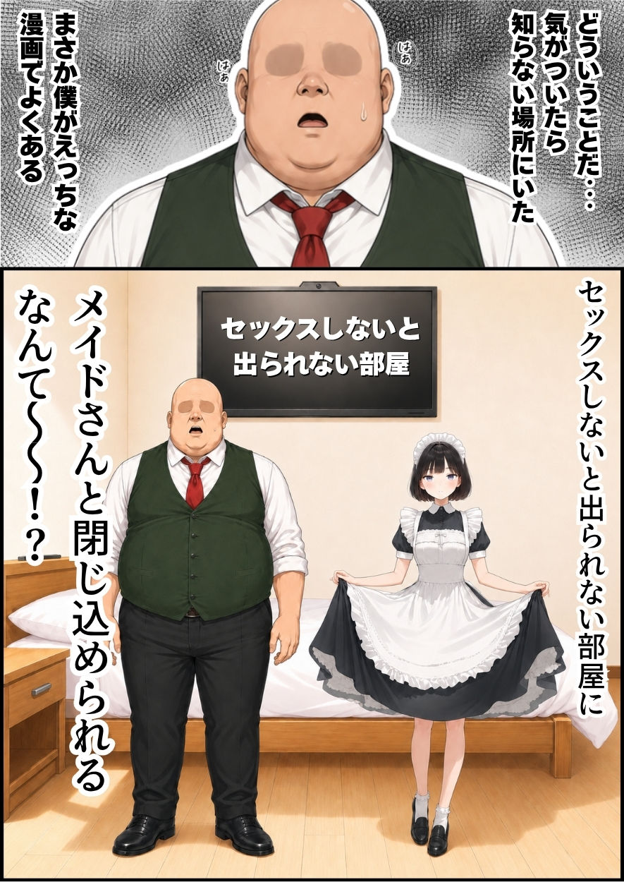セックスしないと出られない部屋にジト目メイドさんと閉じ込められたんだが・・・【竿役が種付けおじさんじゃないとヌケないんだが・・・】 画像1