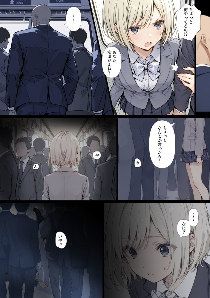 黒髪少女と金髪少女が電車で集団痴●に遭う漫画【ifストーリー】【てんでしゅがー】 画像2