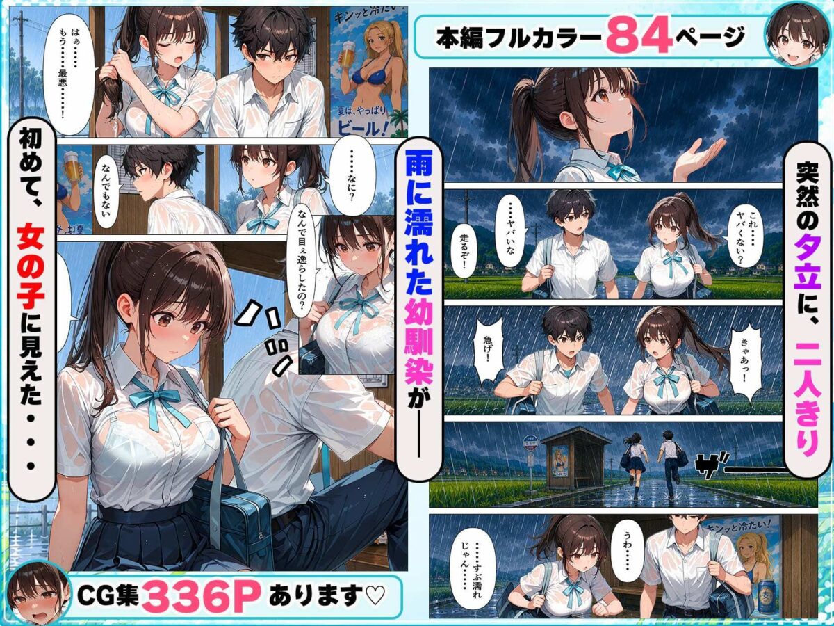 幼馴染と夏の思い出♪夕立でずぶ濡れのちょっぴりエッチな雨宿り【マジカルきなこ】 画像5